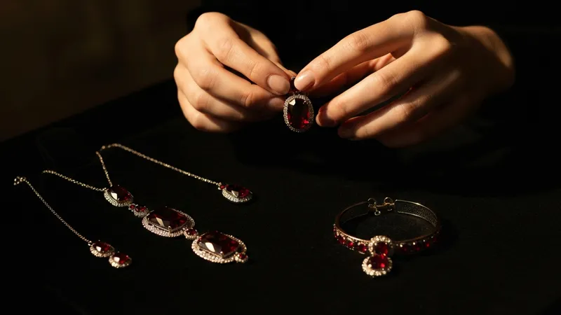 Accessoires assortis aux boucles d'oreilles rubis