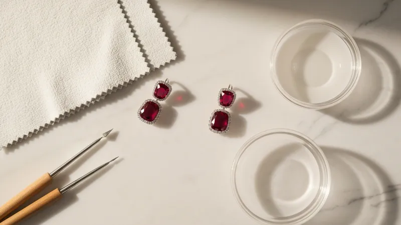 Entretien des matériaux des boucles d'oreilles rubis